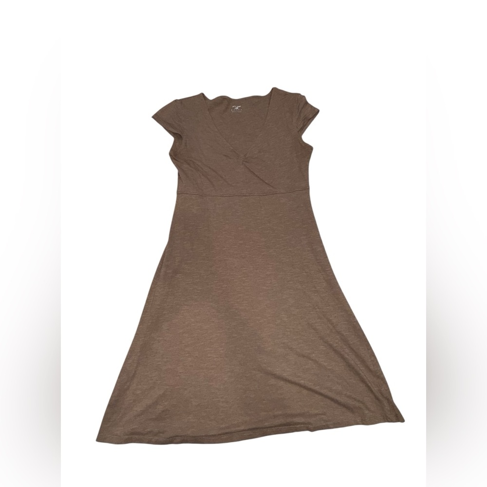 Toad&Co Horny Toad Cotton Rosemarie Dress – Brown Cap Sleeve Empire Waist – XS